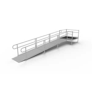PATHWAY 18 ft. Straight Aluminum Wheelchair Ramp Kit with Solid Surface Tread, 2-Line Handrails and 5 ft. Top Platform