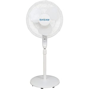 16 in. 3 Fan Speed Oscillating Stand Up Pedestal Fan in White with Adjustable Height, Remote Control and ETL Listed
