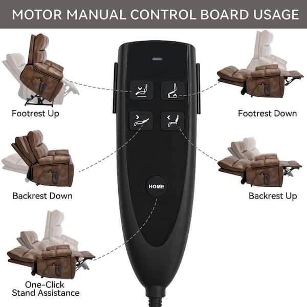aisword Retro Brown Oversized Dual Motor Genuine Leather Power