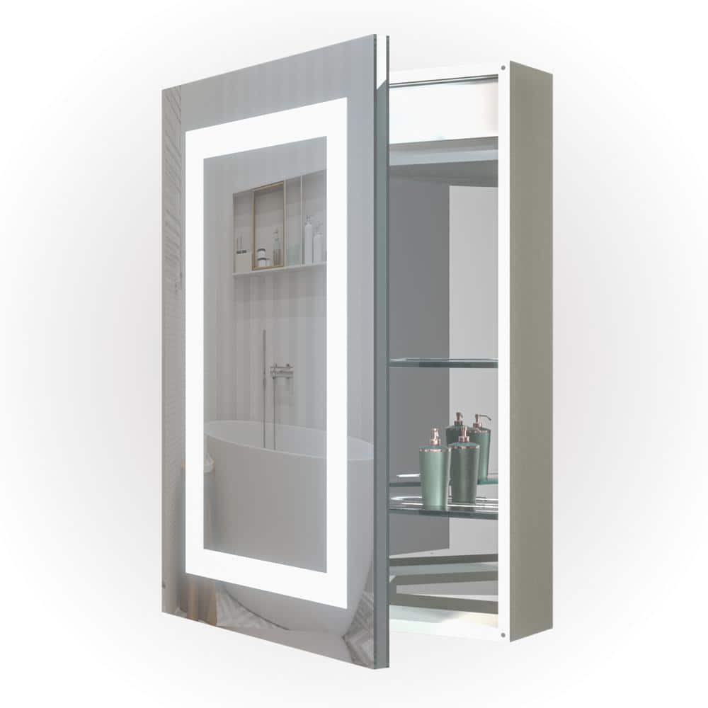 Dropship 20 X 28 Inch Bathroom Medicine Cabinet With Mirror Wall Mounted  LED Bathroom Mirror Cabinet With Lights, Anti-Fog, Waterproof,  Dimmable,3000K~6000K, Single Door,Touch Swich, Storage Shelves to Sell  Online at a Lower