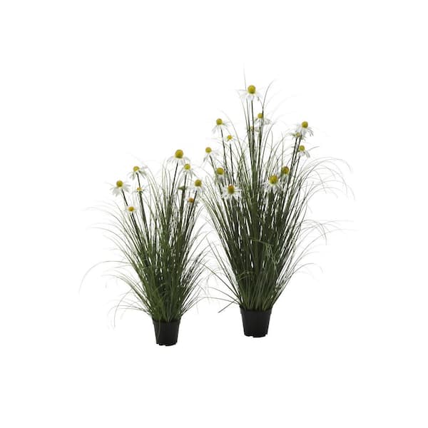 TRIPAR INTERNATIONAL, INC. Artificial White Daisy in Wild Grass (Set of 2)