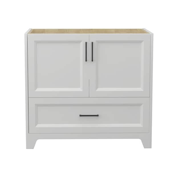 Xspracer 36 in. W. x 21.5 in. D x 33.5 in. H Freestanding Solid Wood Bath Vanity Cabinet without Top in White