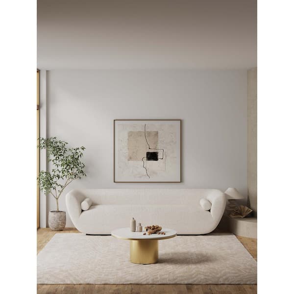 Manhattan Comfort Glenn 31.49 in. Modern Gold Round Sintered Stone Top Coffee Table