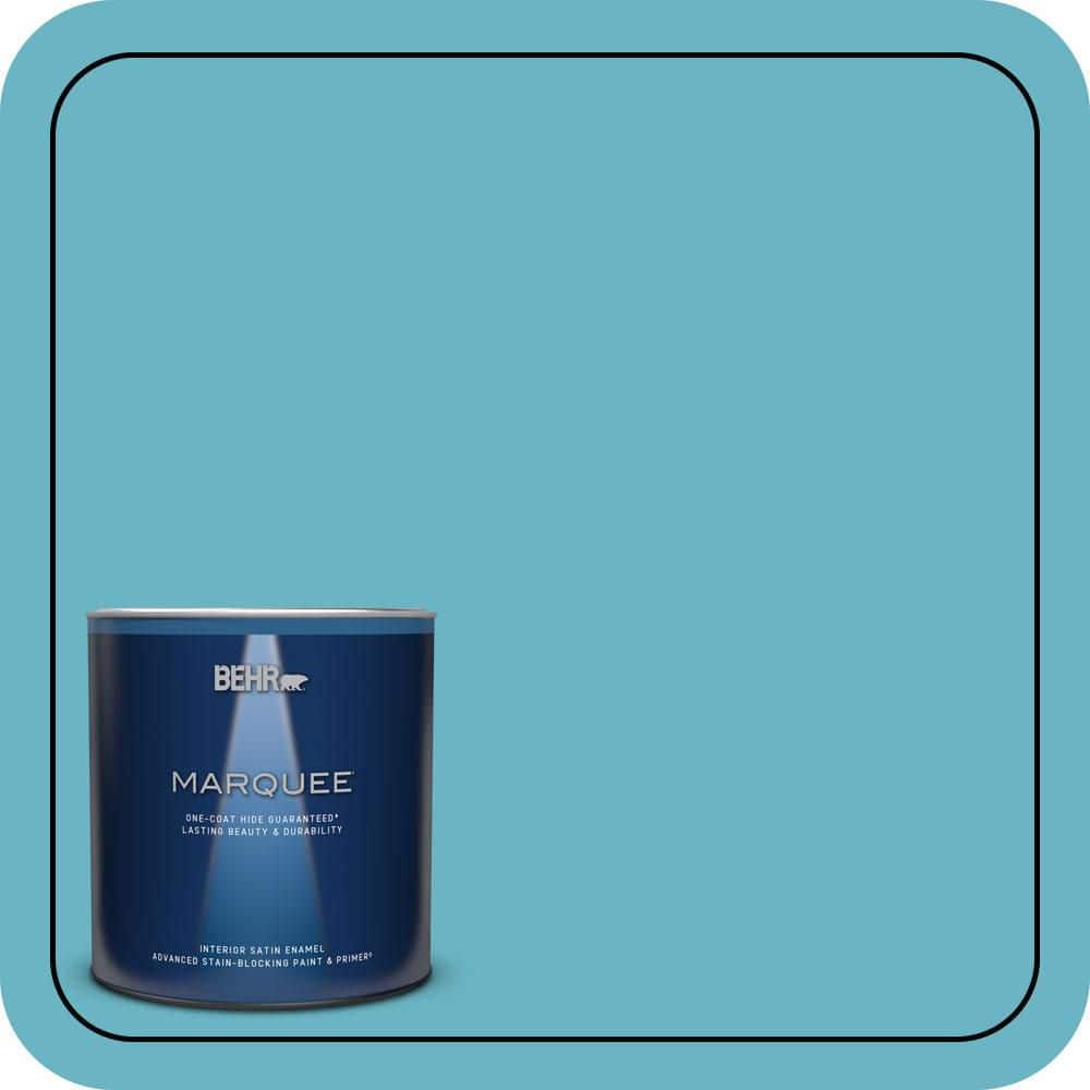 BEHR MARQUEE 1 qt. #530D-5 Riverside Blue Satin Enamel Interior Paint ...