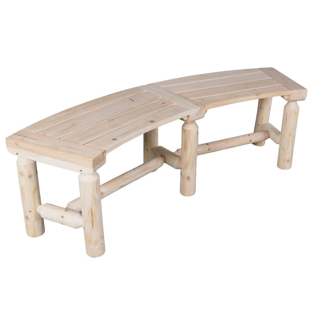 3 ft. Cedar/Fir Wood Outdoor Wooden Curved Bench Rustic Style Log for Patio
