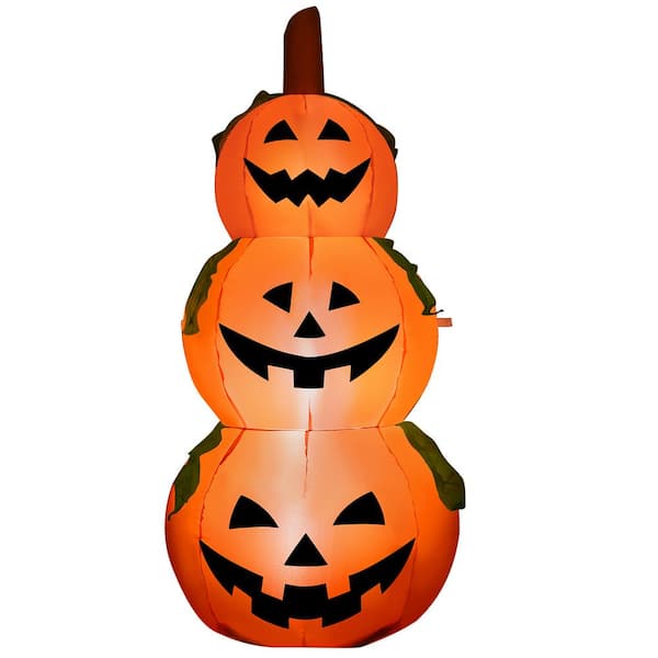 Outdoor Halloween Inflatable Cute Inflatable Pumpkin with Ghost 5FT Halloween Blow Up Ghost Riding Pumpkin with Lights for Outside Yard Halloween Decor 