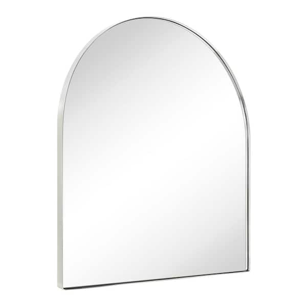 TEHOME MANTELARCH 30 in. W x 34 in. H Arched Stainless Steel Framed Wall Mounted Bathroom Vanity Mirror in Brushed Nickel