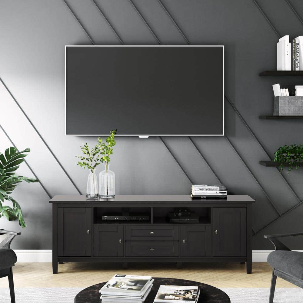Warm Shaker 72" Solid Wood TV Stand in Hickory Brown