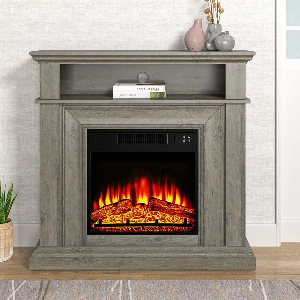 FESTIVO 36 in. Freestanding Electric Fireplace in Weathered Oak