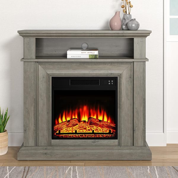 FESTIVO 36 in. Freestanding Electric Fireplace in Weathered Oak