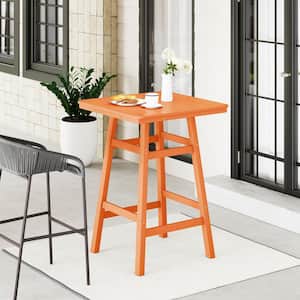 Laguna 30 in. Square HDPE Plastic All Weather Outdoor Patio Bar Height High Top Pub Table in Orange