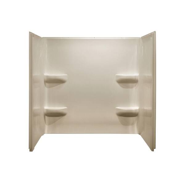 Lyons Industries Elite 30 in. x 54 in. x 59 in. 3-Piece Direct-to-Stud Tub Wall Kit in Almond