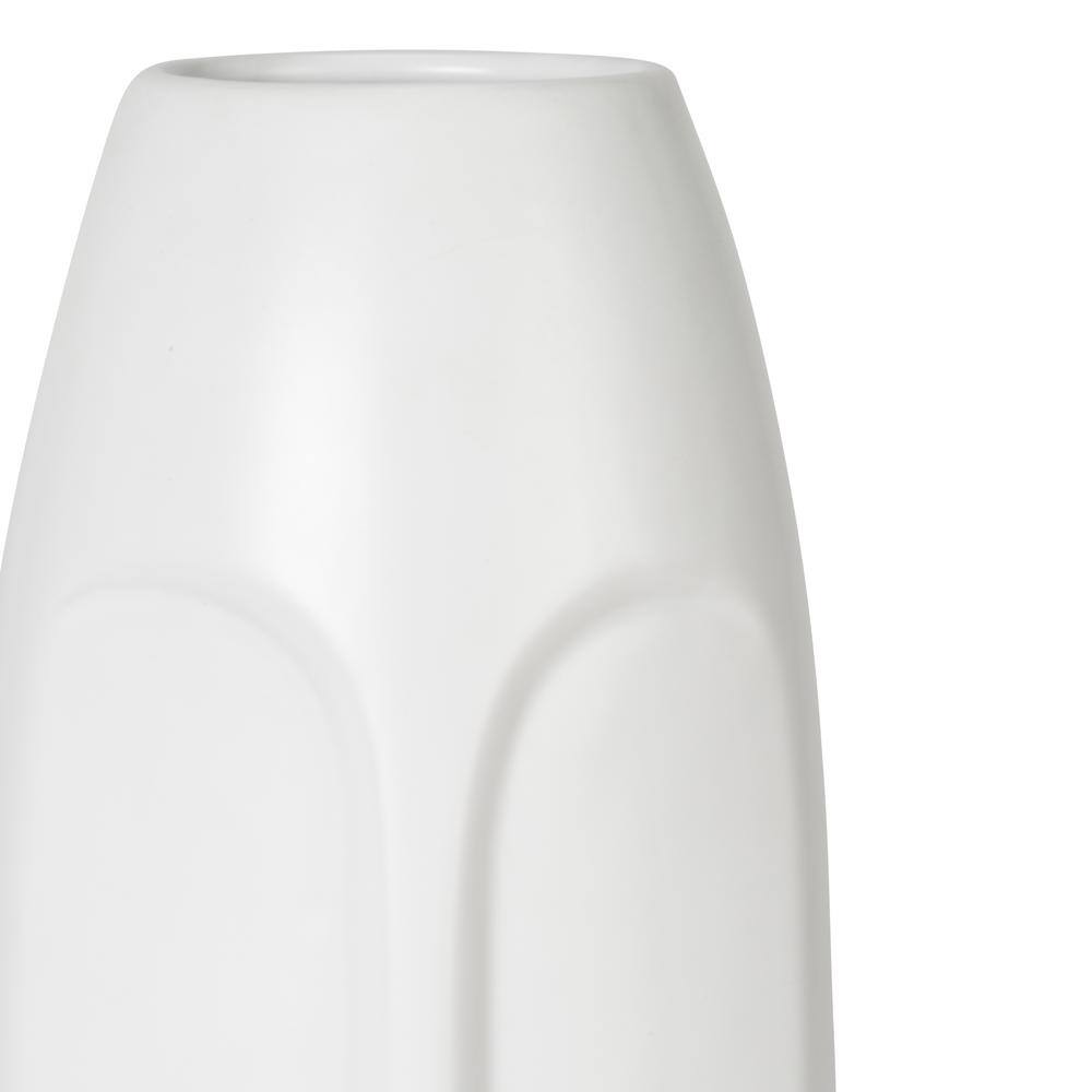 White Ceramic 14" Face Design Table Vase