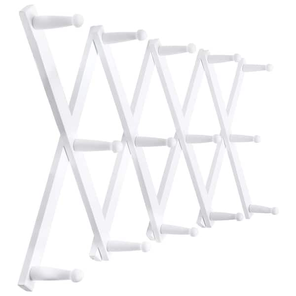 Angel Sar White Accordion Wall Hanger Expandable Wall Mounted Coat Rack with 14 Pegs NH71SB66 The Home Depot