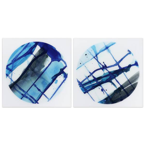 Empire Art Direct "Blue Stripes" Abstract Wall Art Printed on Frameless