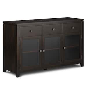 Cosmopolitan Solid Wood and Pine 54 in. x 17 in. Rectangle Contemporary Sideboard Buffet in Mahogany