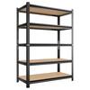 Siavonce 5-Shelf Storage Rack, Adjustable Height Pantry Organizer Shelving, Warehouse Supermarket Basement Storage, Black XMJ-P271222
