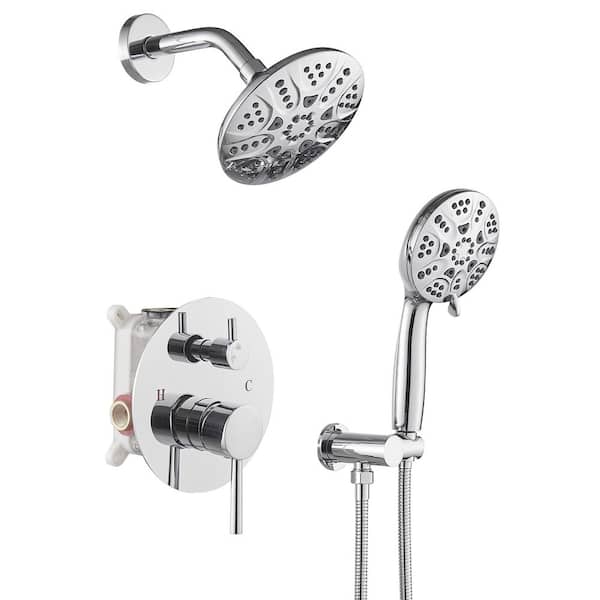 Single Handle 1-Spray Round Rain Shower Faucet 1.8 GPM with Dual Function Pressure Balance Valve in Polished Chrome