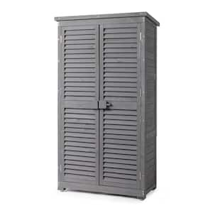 2.9 ft. W x 1.5 ft. D Gray Outdoor Wood Storage Shed with Double Door (1.8 sq. ft. )