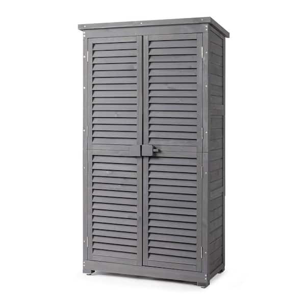 2.9 ft. W x 1.5 ft. D Gray Outdoor Wood Storage Shed with Double Door (1.8 sq. ft. )