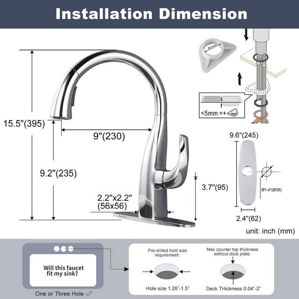 IVIGA Single Handle Pull Down Sprayer Kitchen Faucet with