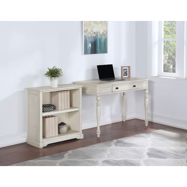 Country Meadows 30.25 in. Tall Antique White Wood 2-Shelf Accent Bookcase