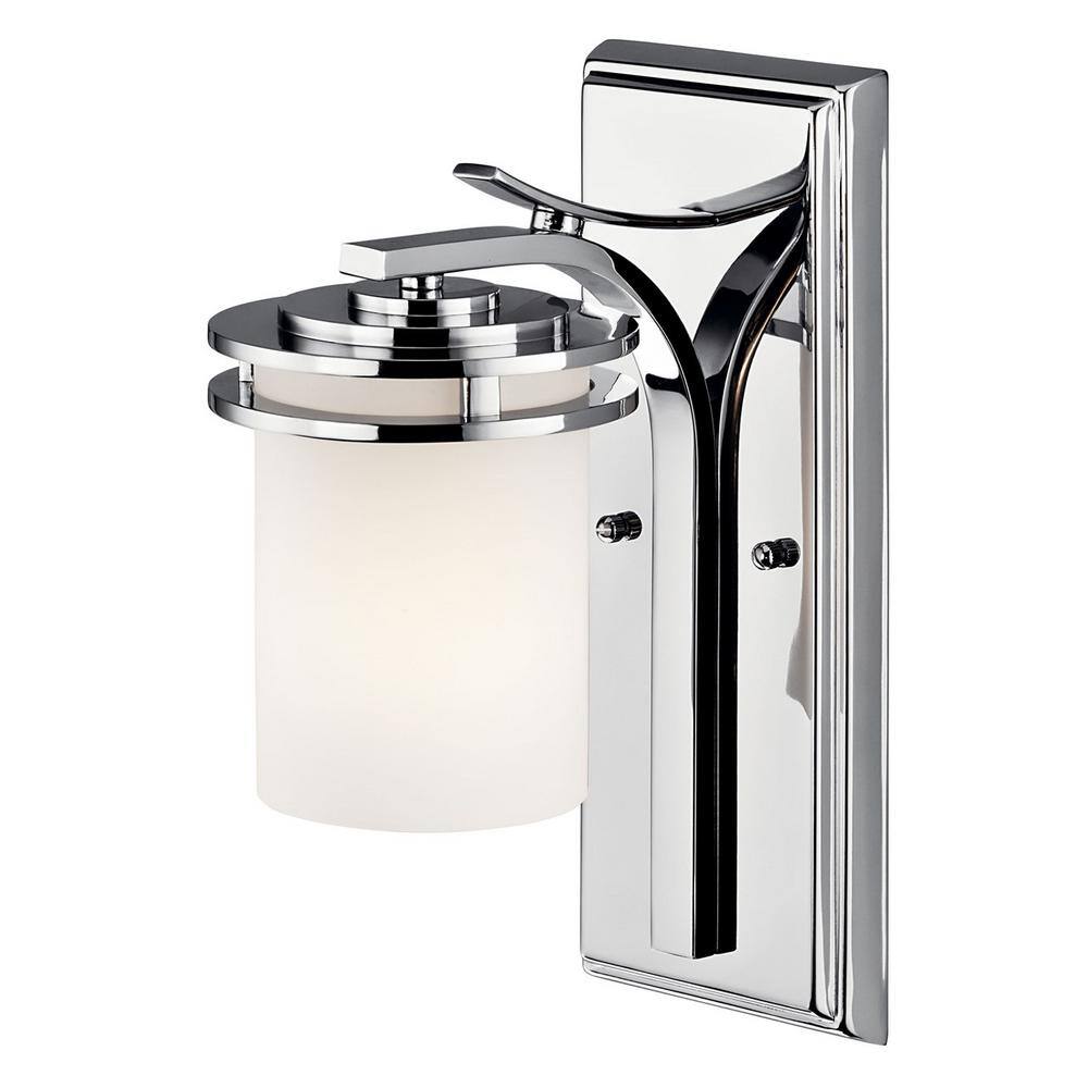 Hendrik 12" Chrome Cylinder Wall Sconce with Cream Shade