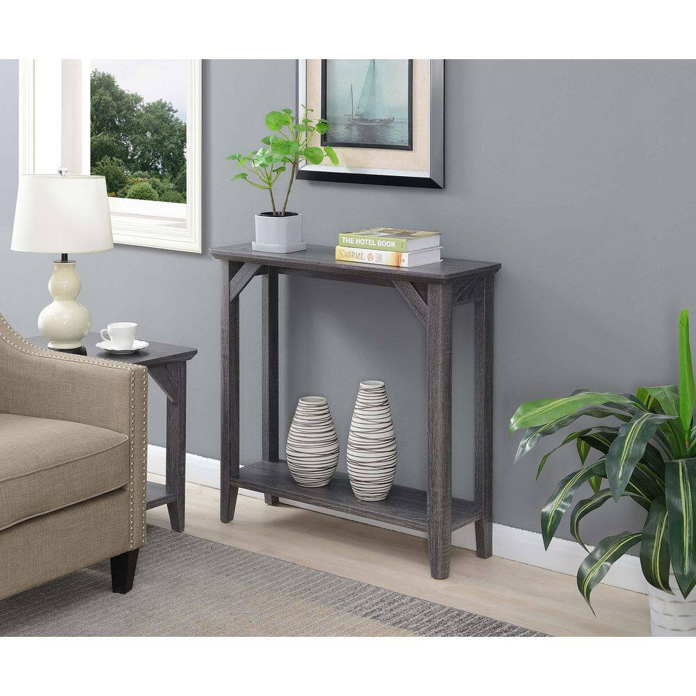 Winston 36" Weathered Gray Wood Console Table with Storage Shelf