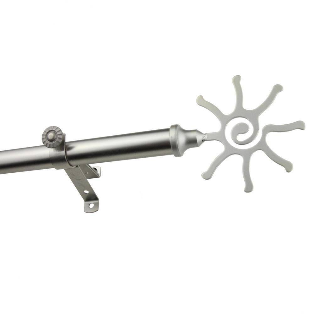 120 in. - 170 in. Adjustable 13/16 in. Sole Single Curtain Rod in Satin Nic