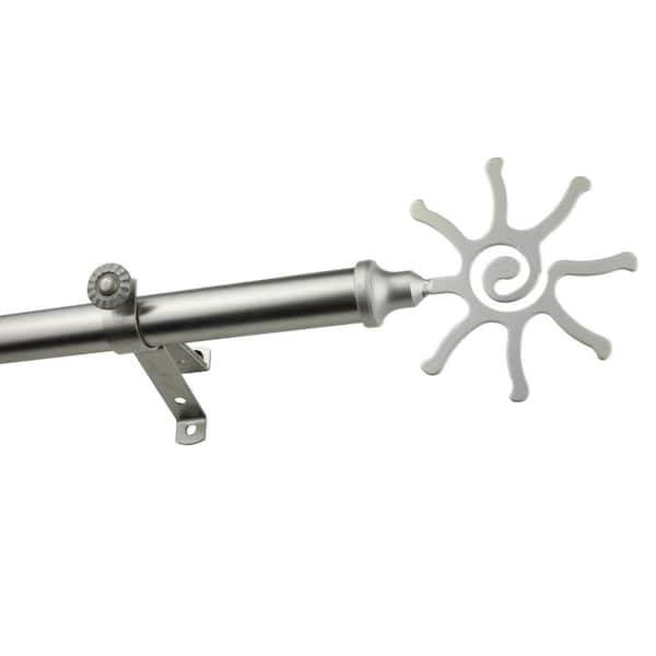 Unbranded 120 in. - 170 in. Adjustable 13/16 in. Sole Single Curtain Rod in Satin Nickel