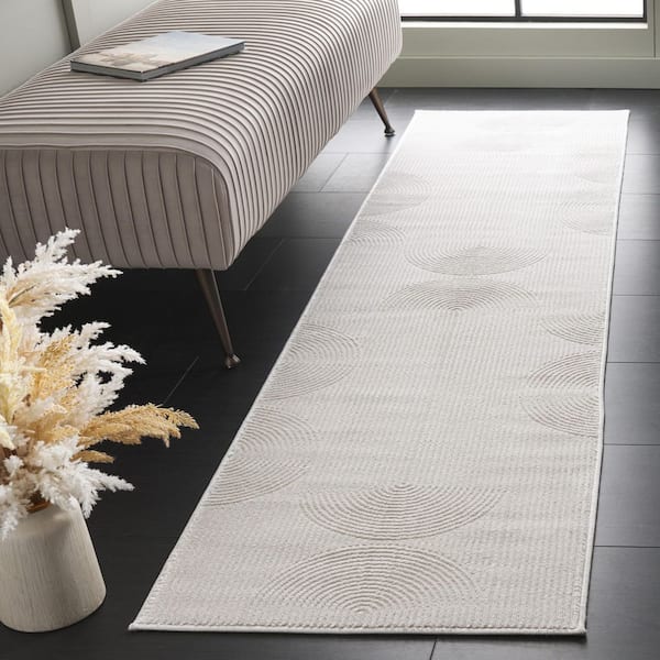 Saylor 2 ft. x 8 ft. Ivory Geometric Solid Arches Runner Rug