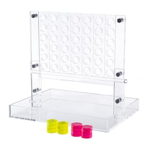 4 in. Pink/Yellow Acrylic A Row Game - Fun Strategy Game and Tabletop Decoration - Functional Desk Decor