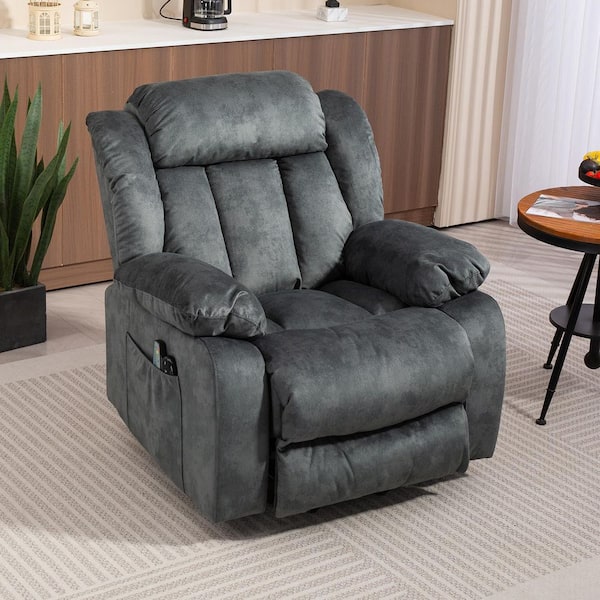 Navy Comfortable and Functional Microfiber Power Lift Recliner Chair for Elderly with Massage and Heating, Side Pocket