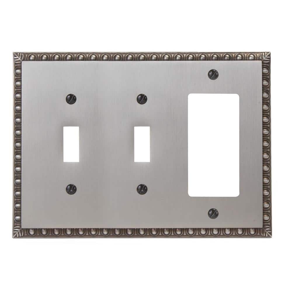 Antique Nickel Double Toggle Single Rocker Cast Metal Wallplate