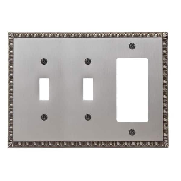 AMERELLE Antiquity 3 Gang 2-Toggle and 1-Rocker Metal Wall Plate - Antique Nickel