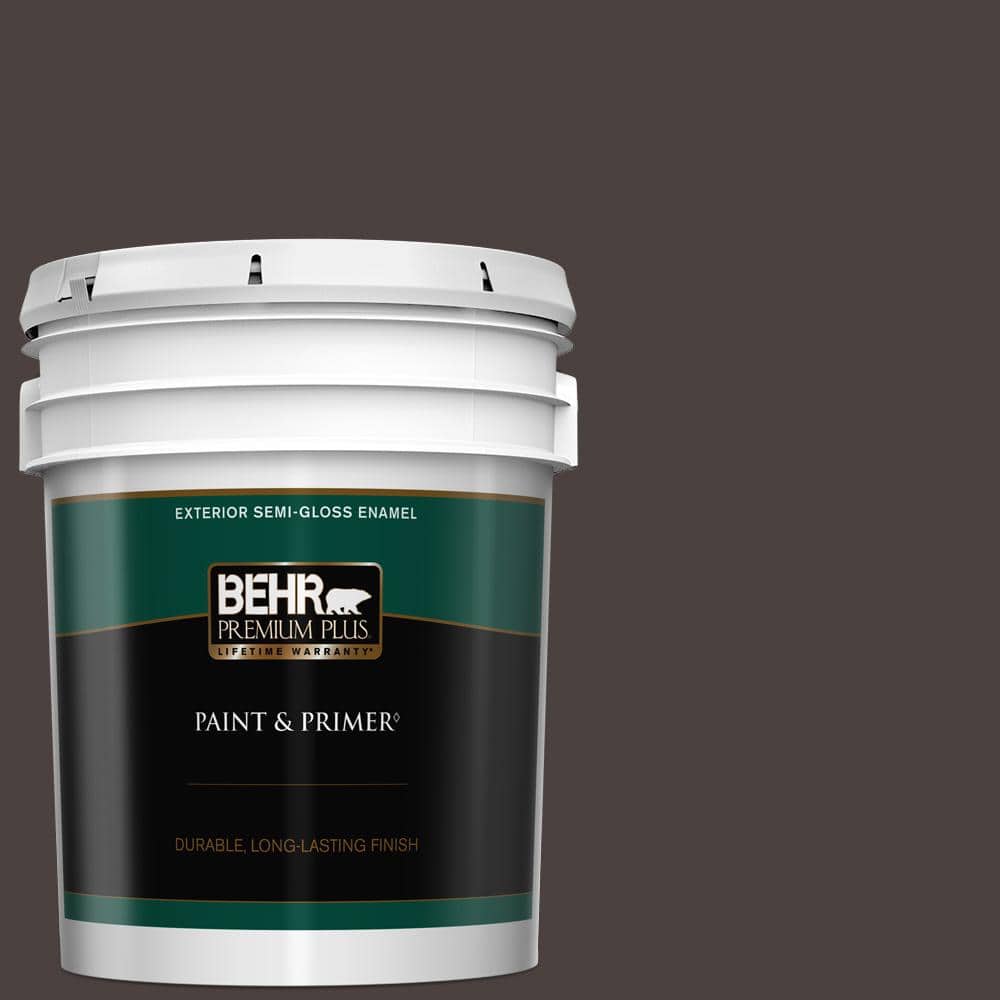 BEHR PREMIUM PLUS 5 gal. PPU520 Sweet Molasses SemiGloss Enamel Exterior Paint & Primer