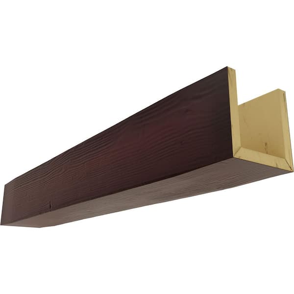 Ekena Millwork 10 in. x 4 in. x 8 ft. 3-Sided (U-Beam) Sandblasted Premium Cherry Faux Wood Ceiling Beam