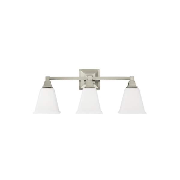 Sea Gull Lighting Denhelm 4-Light Nickel Traditional Vanity Light Sea Gull Lighting Denhelm 4-Light Nickel Traditional Vanity Light