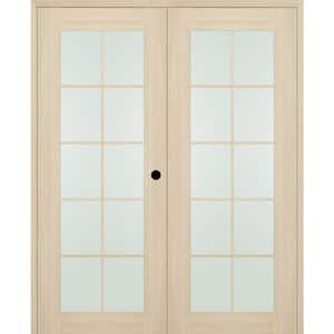 Vona 48 in. x 84 in. 10-Lite Left Hand Active Frosted Glass Loire Ash Wood Composite Double Prehung French Door