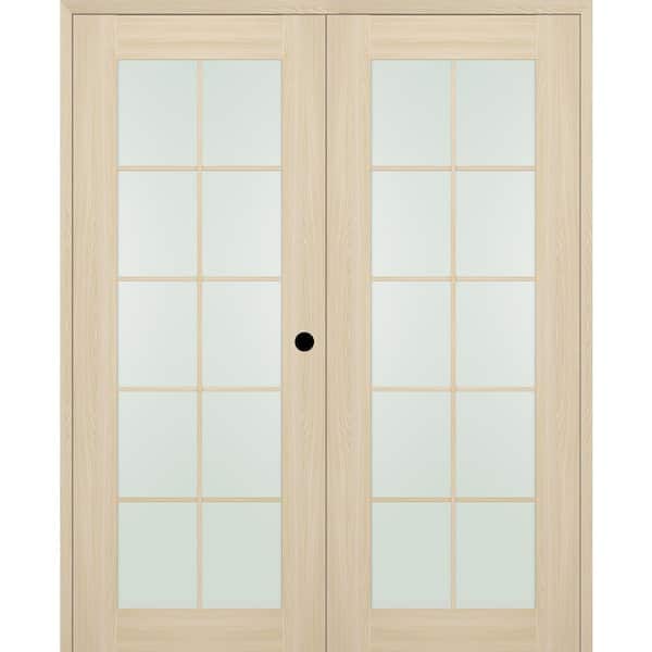 Belldinni Vona 72 in. x 96 in. 10-Lite Left Hand Active Frosted Glass Loire Ash Wood Composite Double Prehung French Door