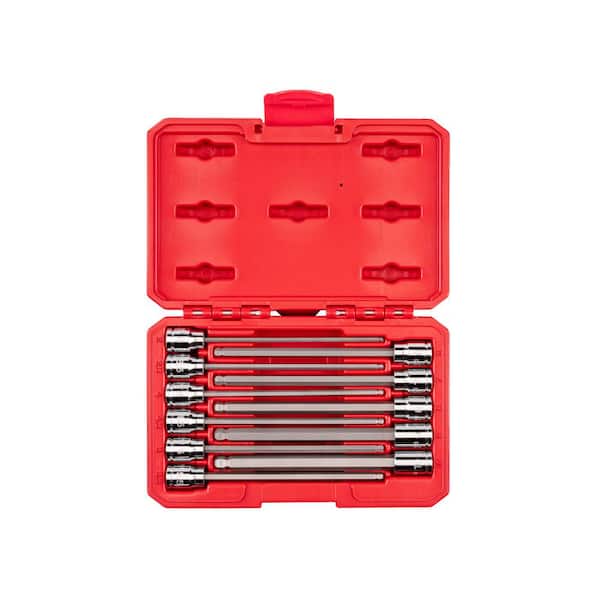 3/8 Inch Drive Long Ball End Hex Bit Socket Set with Case, 11-Piece (3-10 mm)