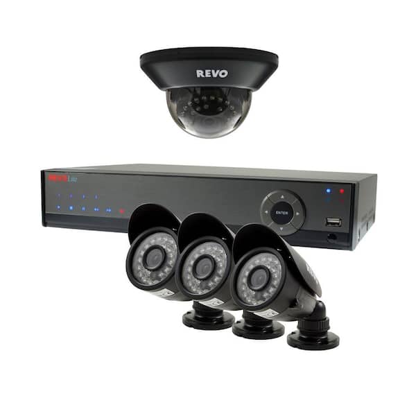 Revo Lite 4-Channel 500GB 960H DVR Surveillance System with (4) 700TVL Cameras
