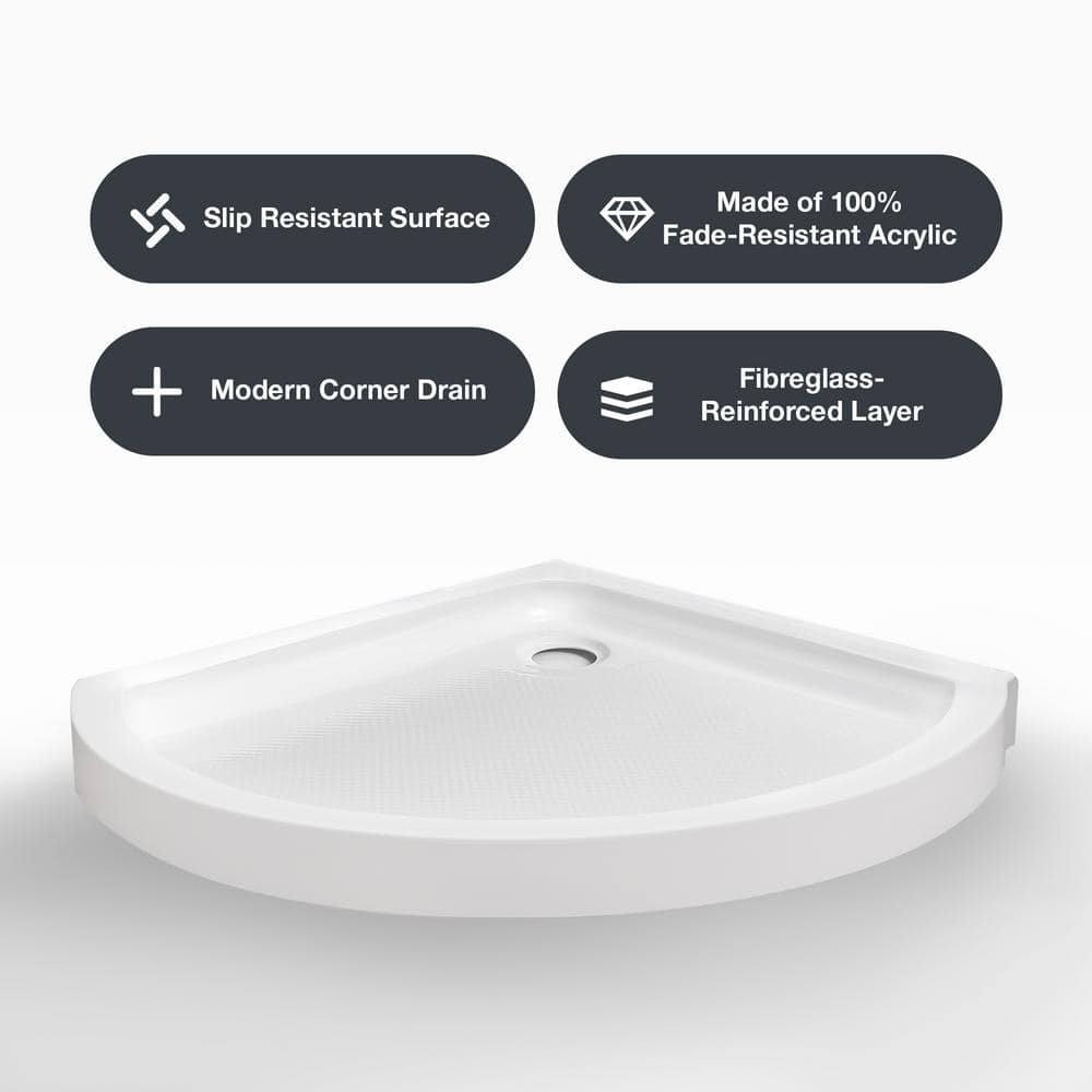 Matte Black Frosted Glass Round Corner Shower Kit