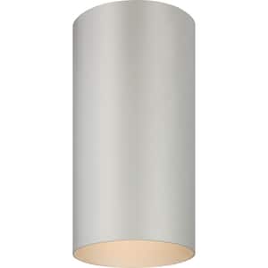 6 in. 1-Light Silver Gray Aluminum Outdoor Flush Mount Cylinder Ceiling Fixture