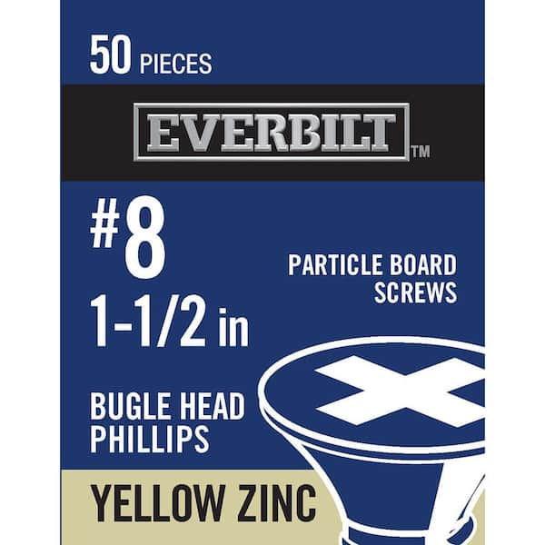 Everbilt #8 x 1-1/2 in. Coarse Zinc-Plated Phillips Bugle Head Wood Screws (50 Per-Pack)