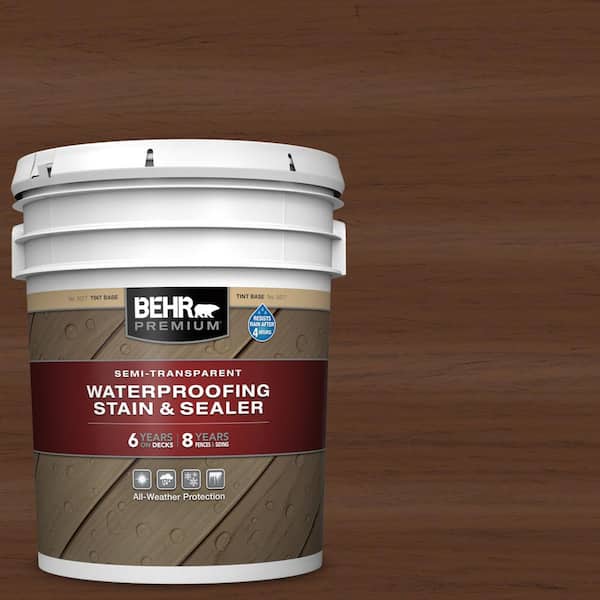 BEHR PREMIUM 5 gal. #ST-135 Sable Semi-Transparent Waterproofing Exterior Wood Stain and Sealer