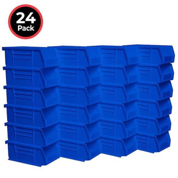 Plastic Stackable Storage Bins/ Totes, 7 in. x 4 in. x 3 in. Blue, (24-Pack)