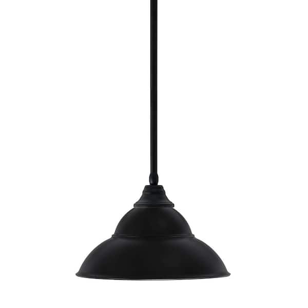 Unbranded Sparta 100-Watt 1 Light Matte Black Shaded Pendant Light with 13 in. Matte Black Metal Shade, No Bulb Included