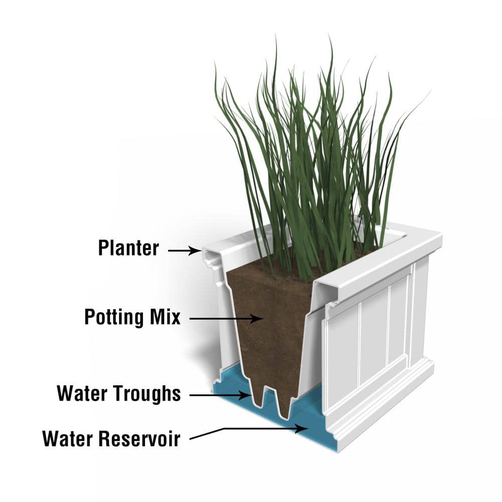 Cape Cod 24" White Rectangle Self-Watering Polyethylene Outdoor Planter