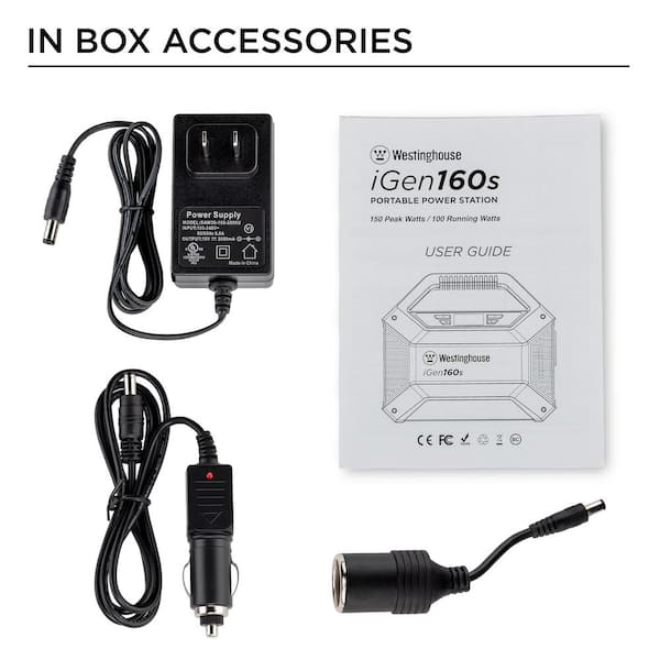 Westinghouse iGen160s 100/150-Watt Lithium-Ion Portable Power Station with Power Inverter, LED Display, and Flashlight